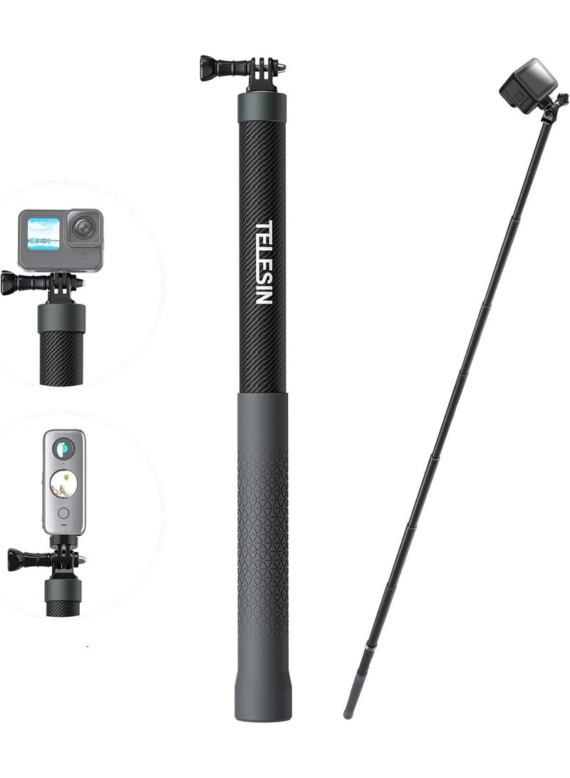 تيليسن عصا سيلفي TELESIN الجيل الثالث 3 متر من ألياف الكربون – عصا تصوير طويلة جداً للمغامرات تحت الماء، مقاومة للماء وقابلة للتمديد 44–300 سم، خفيفة وقوية للكاميرات الرياضية مثل GoPro، Insta360 ONE RS/X3/X2، DJI Osmo Action & Pocket - Image 1